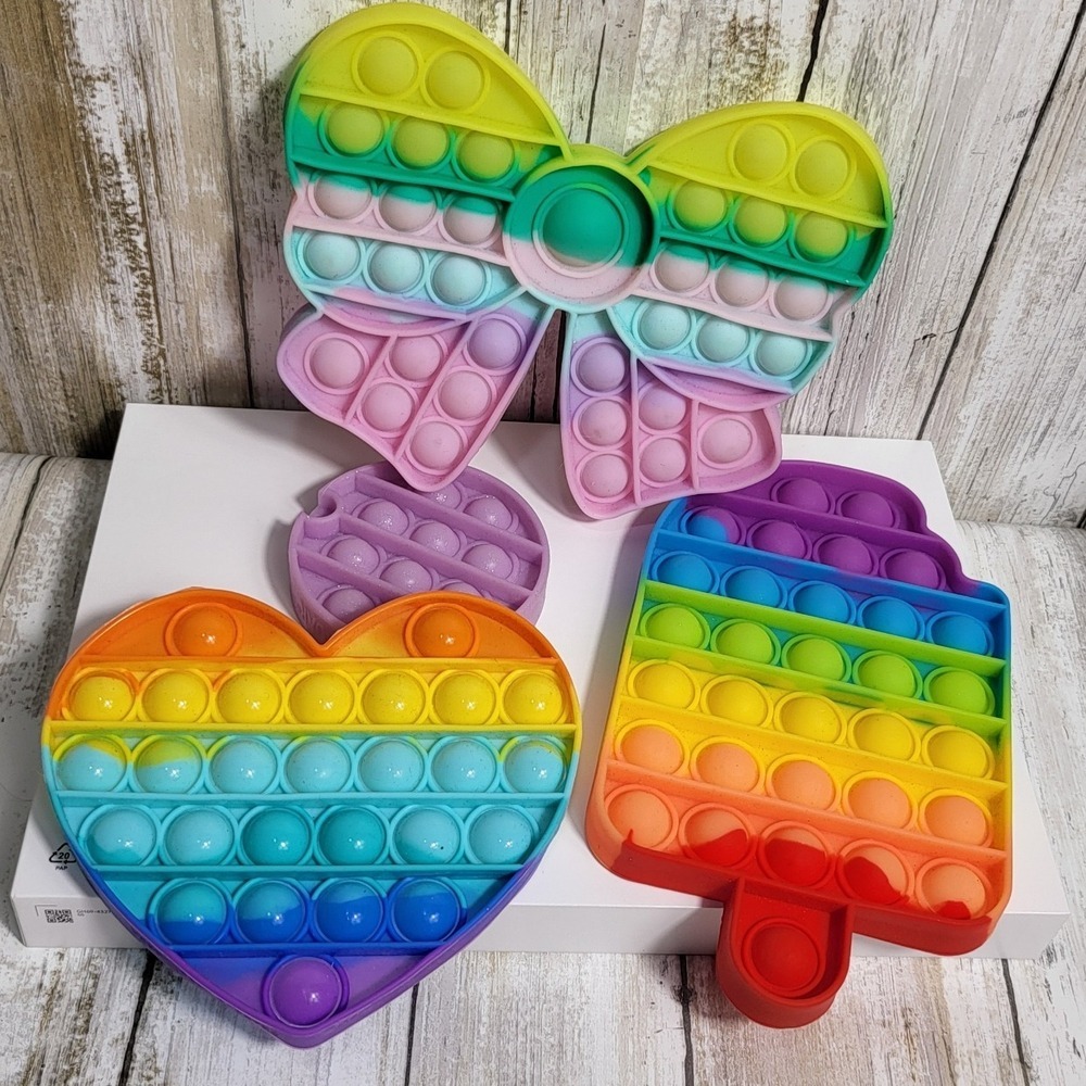 Pop It Fidget Toys Lot Butterfly Heart Lolipo/ Unicorn,a circle shape,drink cup - Picture 4 of 8